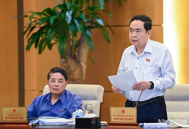 Phó Chủ tịch Thường trực Quốc hội Trần Thanh Mẫn phát biểu kết luận. (Ảnh: DUY LINH)