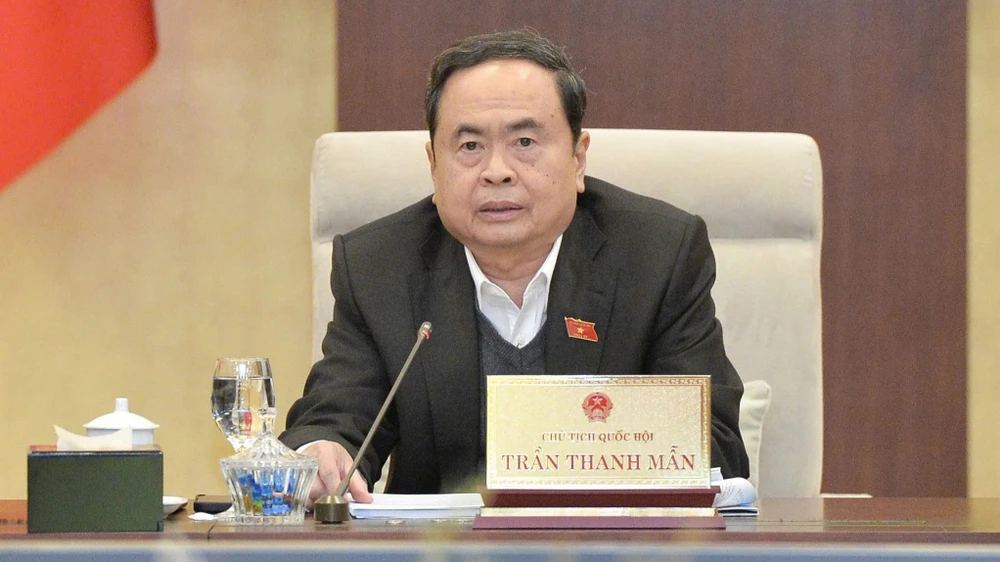 Chủ tịch Quốc hội Trần Thanh Mẫn góp ý kiến vào dự thảo Nghị quyết. (Ảnh: DUY LINH)