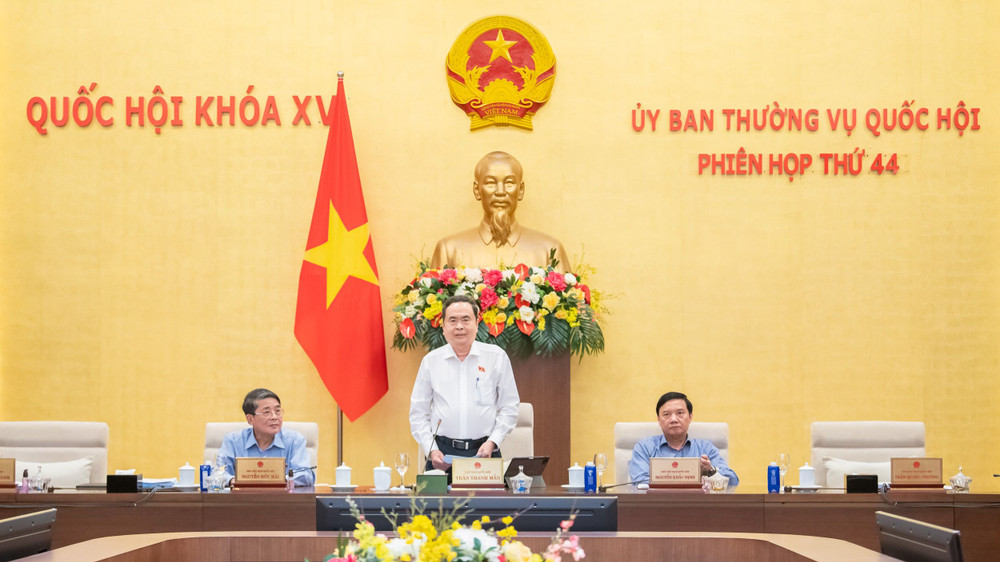 Chủ tịch Quốc hội Trần Thanh Mẫn phát biểu bế mạc phiên họp. (Ảnh: Media Quốc hội)