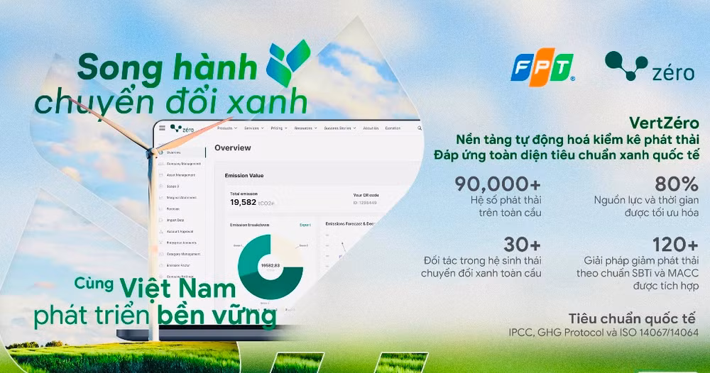 Giải pháp tự động hóa kiểm kê khí nhà kính VertZéro giúp doanh nghiệp đo lường mức độ phát thải, lên kế hoạch giảm thải hướng đến Net Zero.