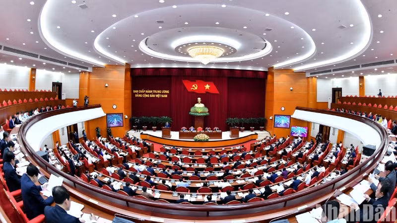 Quang cảnh Hội nghị Ban Chấp hành Trung ương Đảng Cộng sản Việt Nam khóa XIII. (Ảnh: ĐĂNG KHOA)
