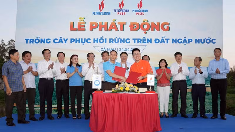 Các đơn vị dầu khí ký thỏa thuận với Viện Khoa học lâm nghiệp nam bộ, Sở NN&PTNT tỉnh Cà Mau trồng mới 40 ha rừng và 250.000 cây xanh trên địa bàn tỉnh. 