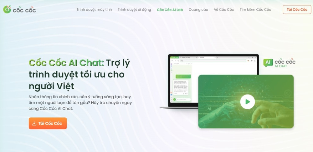Giao diện Cốc Cốc AI Chat.