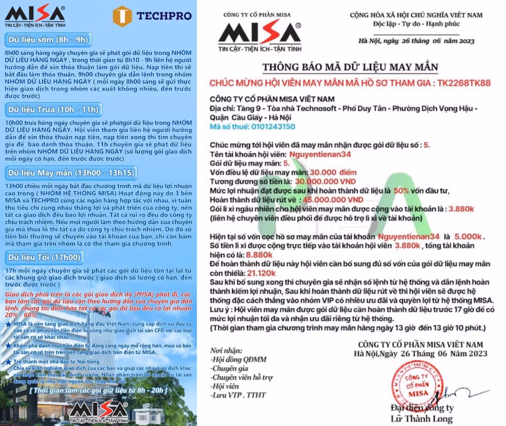 Nội dung quảng cáo sai lệch sử dụng trái phép hình ảnh của MISA.