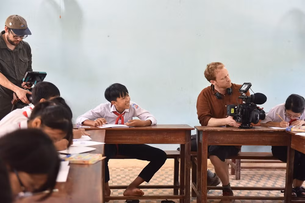 Cảnh hậu trường phim Tam Mỹ Tây.