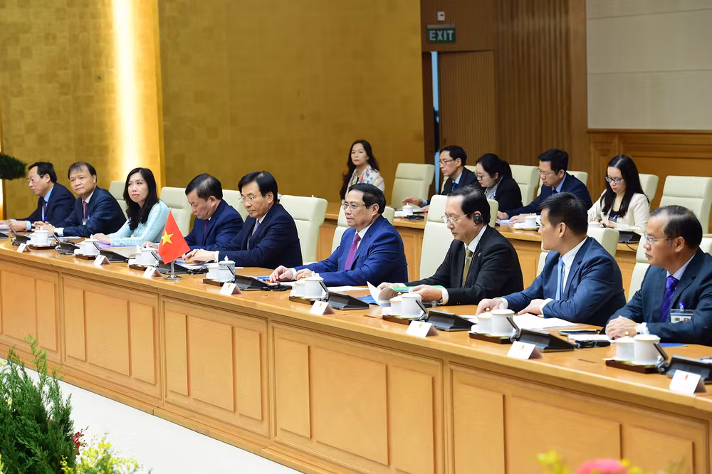 [Ảnh] Thủ tướng Phạm Minh Chính chủ trì Lễ đón Thủ tướng Cộng hòa Belarus Roman Golovchenko ảnh 9