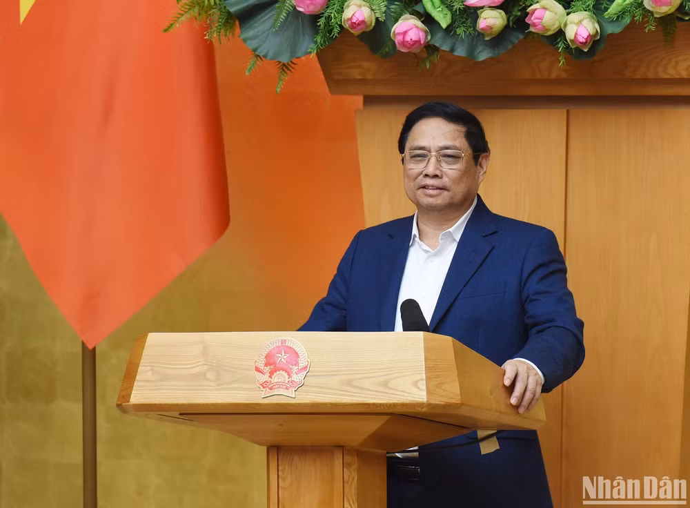 Thủ tướng Phạm Minh Chính phát biểu chỉ đạo. Ảnh: TRẦN HẢI