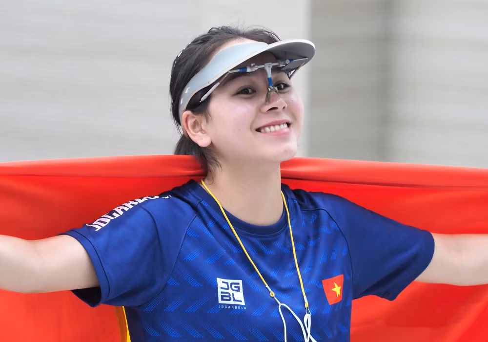 Xạ thủ trẻ Trịnh Thu Vinh. 