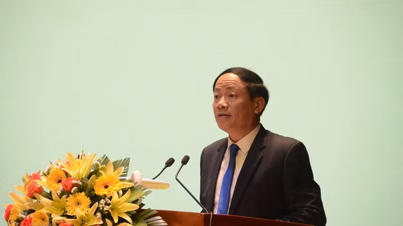 Chủ tịch Ủy ban nhân dân tỉnh Bình Định Phạm Anh Tuấn phát biểu tại hội nghị.