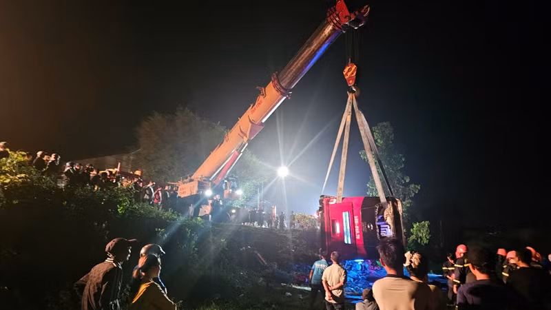 Hiện trường vụ tai nạn. (Ảnh: THANH THẮNG)