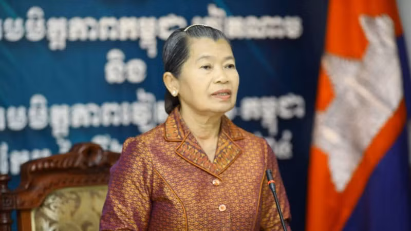 Samdech Men Sam An, Phó Chủ tịch Đảng Nhân dân Campuchia, Chủ tịch Hội đồng Quốc gia Mặt trận Đoàn kết phát triển Tổ quốc Campuchia, Chủ tịch Hội Hữu nghị Campuchia-Việt Nam (Ảnh: Huy Vũ)