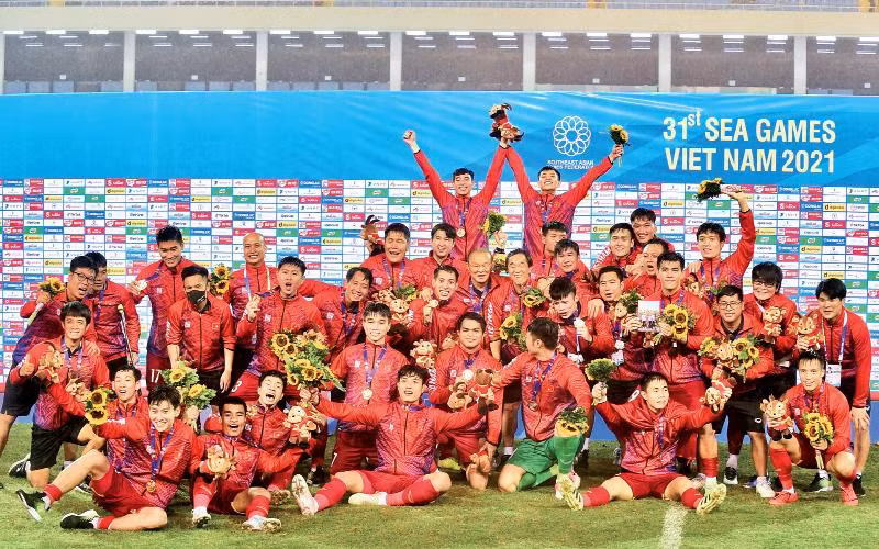 Đội tuyển U23 Việt Nam giành Huy chương vàng SEA Games 31. Ảnh: TRẦN HẢI