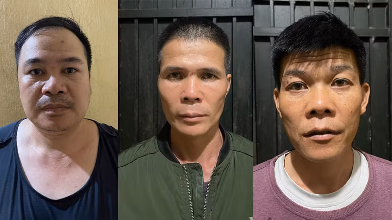 Các đối tượng (từ trái qua phải) Hà Văn Tự, Nông Thanh Vượng, Nông Văn Hà.