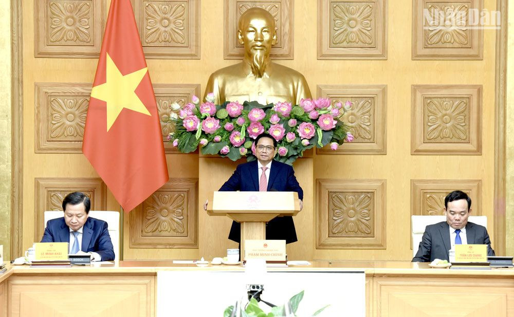Thủ tướng Phạm Minh Chính phát biểu chỉ đạo tại buổi làm việc.