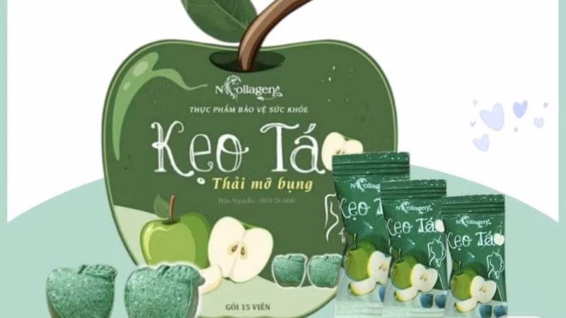 Sản phẩm Kẹo táo thải mỡ bụng do “Ngân Collagen” quảng cáo. (Ảnh chụp màn hình)