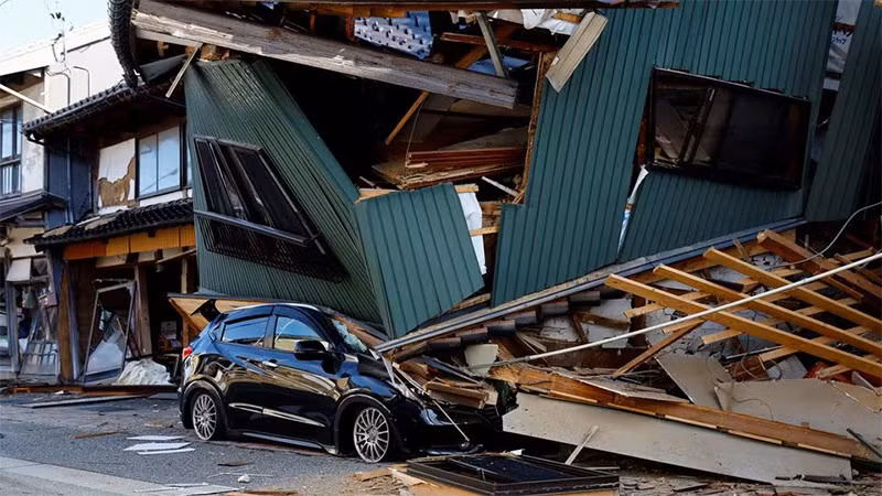 Cảnh đổ vỡ tại thành phố Nanao, tỉnh Ishikawa, ngày 2/1/2024. (Ảnh: Reuters)