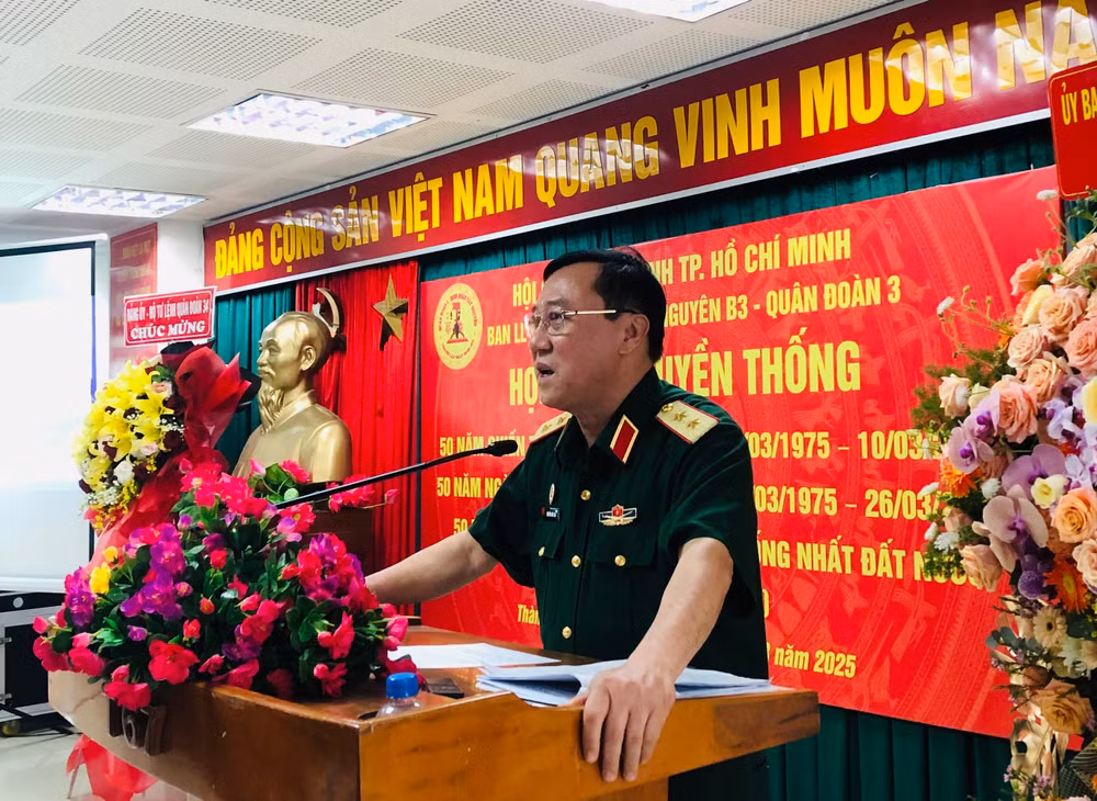 Trung tướng, PGS-TS Nguyễn Đức Hải, nguyên Tư lệnh Quân đoàn 3 phát biểu khai mạc