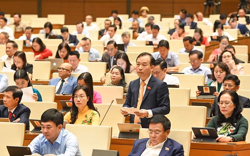 Đại biểu Quốc hội tỉnh Bắc Giang phát biểu ý kiến thảo luận tại phiên họp. Ảnh: Đăng Anh