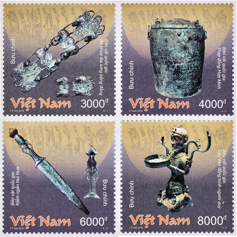 Tôn vinh những bảo vật quốc gia tiêu biểu thuộc nhóm đồ đồng là nội dung của bộ tem phát hành năm 2021.
