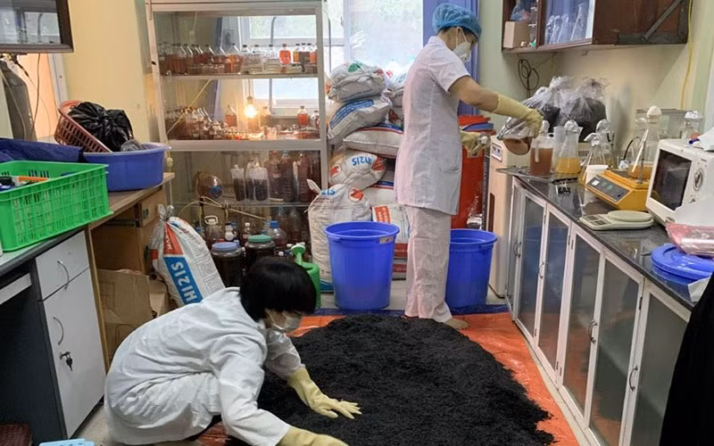 Nhóm nghiên cứu sản xuất chế phẩm xử lý ô nhiễm dầu.