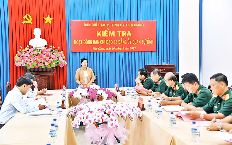 Ban Chỉ đạo 35 Tỉnh ủy Tiền Giang kiểm tra hoạt động Ban Chỉ đạo 35 Đảng ủy Quân sự tỉnh Tiền Giang.
