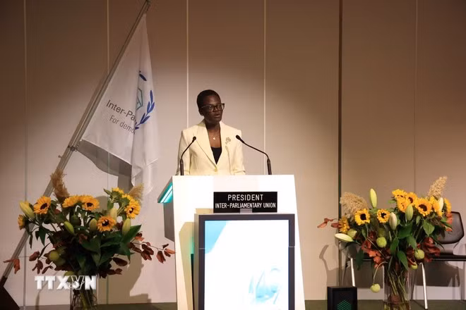 Bà Tulia Ackson - Chủ tịch IPU phát biểu tại sự kiện. (Ảnh: Anh Hiển/TTXVN)