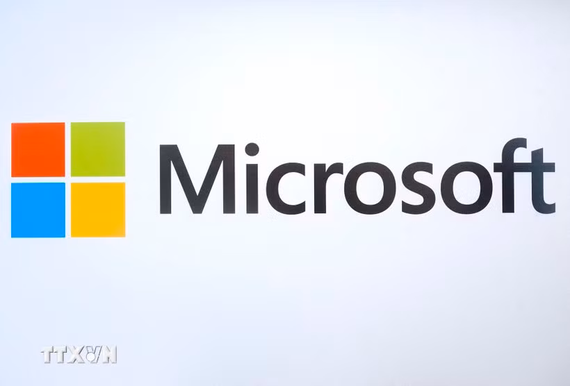 Biểu tượng Microsoft tại một sự kiện ở California, Mỹ. (Ảnh: AFP/TTXVN)
