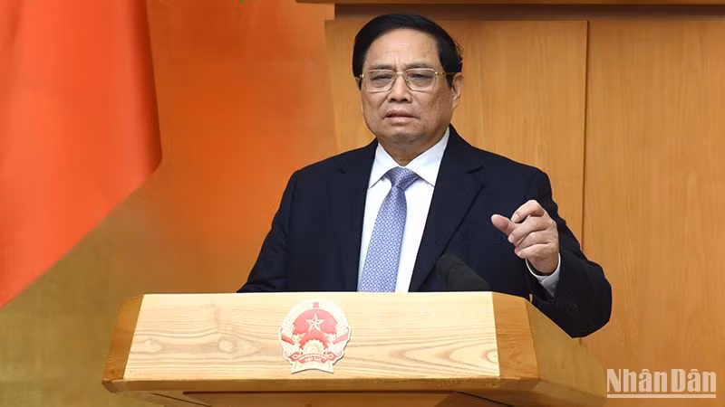 Thủ tướng Phạm Minh Chính phát biểu tại phiên họp. Ảnh: TRẦN HẢI