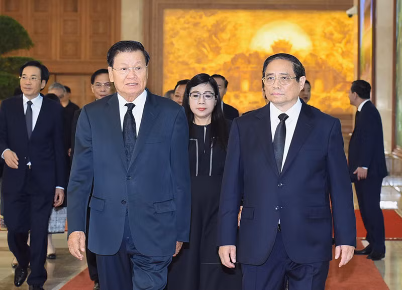 Thủ tướng Phạm Minh Chính tiếp Tổng Bí thư, Chủ tịch nước Lào Thongloun Sisoulith.