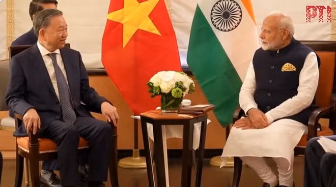 Tổng Bí thư, Chủ tịch nước Tô Lâm và Thủ tướng Ấn Độ Narendra Modi. (Nguồn: PTI)