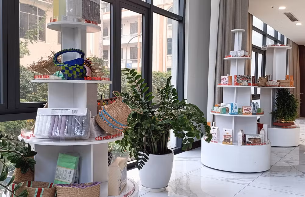 Rất nhiều sản phẩm OCOP được trưng bày, giới thiệu tại các khách sạn, khu du lịch trên địa bàn tỉnh Thái Bình.