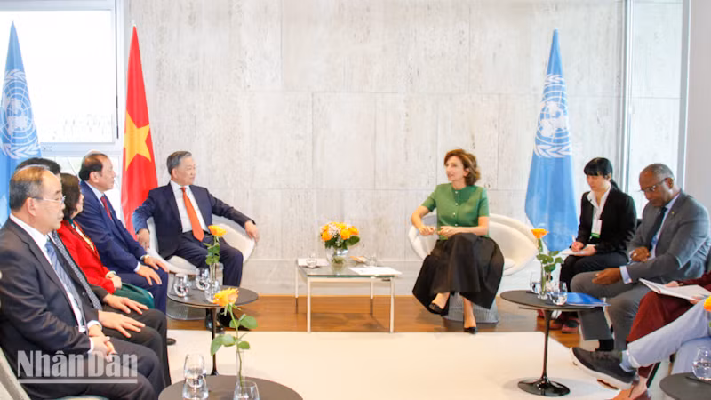Buổi làm việc giữa Tổng Bí thư, Chủ tịch nước Tô Lâm và bà Audrey Azoulay, Tổng Giám đốc UNESCO.