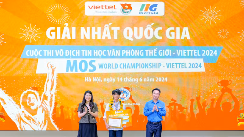 Học sinh Trần Thanh An đoạt giải Nhất cấp quốc gia Cuộc thi Tin học văn phòng Thế giới năm 2024.