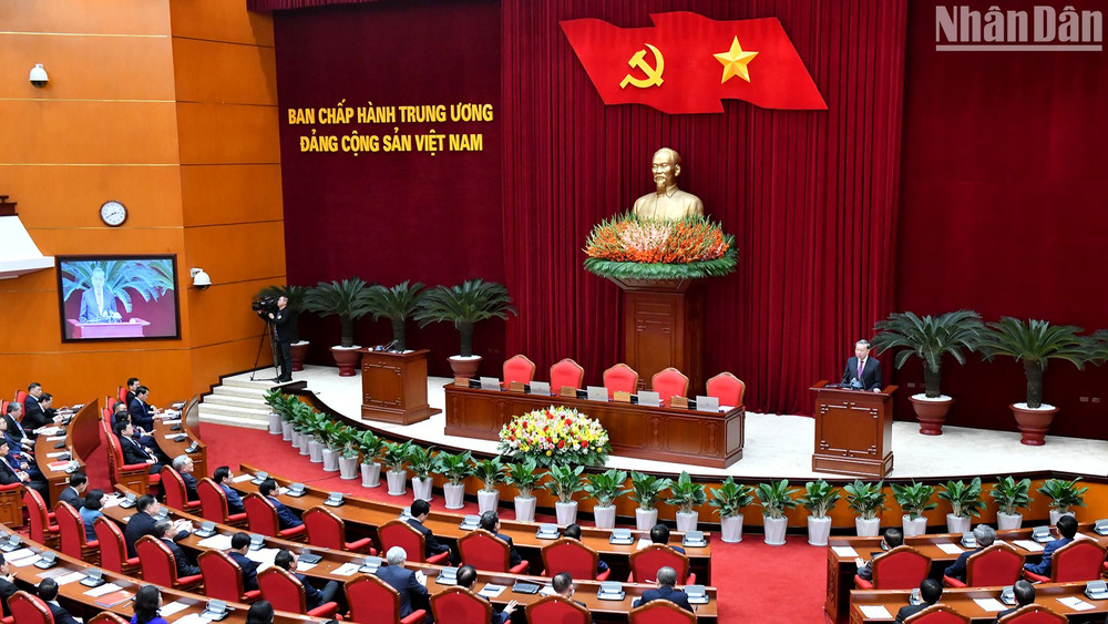 Tổng Bí thư Tô Lâm phát biểu bế mạc hội nghị. 