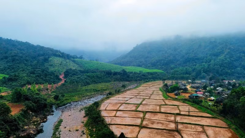 Những thửa ruộng mùa xuân chờ mùa mới.