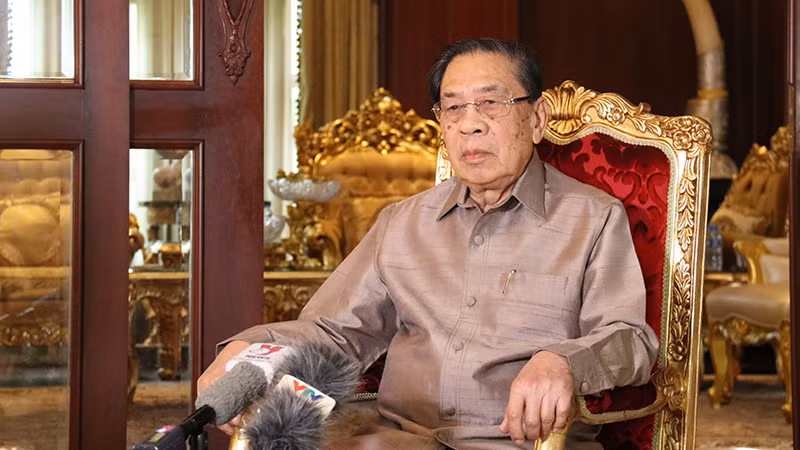 Nguyên Tổng Bí thư, Chủ tịch nước Lào Choummaly Sayason khẳng định Tổng Bí thư Nguyễn Phú Trọng đã để lại nhiều bài học quý báu. (Ảnh: Trịnh Dũng)