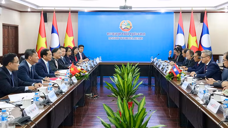 Quang cảnh Tham vấn Chính trị cấp Bộ trưởng Ngoại giao Việt Nam-Lào lần thứ 11. (Ảnh: Trịnh Dũng)