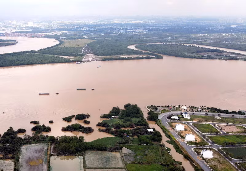 Khu vực triển khai xây dựng cầu Nhơn Trạch thuộc dự án đường Vành đai 3 Thành phố Hồ Chí Minh.