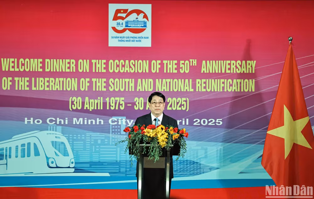 Chủ tịch nước phát biểu chào mừng tại buổi chiêu đãi.
