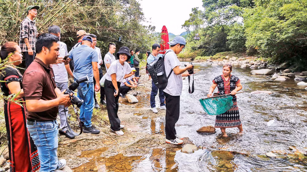 Du khách trải nghiệm xúc cá tại suối cùng đồng bào các dân tộc ở A Lưới. Du khách trải nghiệm xúc cá tại suối cùng đồng bào các dân tộc ở A Lưới.