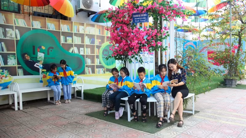 Công trình không gian đọc thân thiện của học sinh Trường tiểu học Ngô Quyền, thành phố Vĩnh Yên, tỉnh Vĩnh Phúc. (Ảnh DƯƠNG CHUNG) 