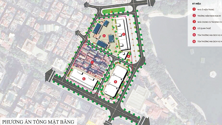 Phương án tổng mặt bằng nhà G6A, G6B, G22, G23, G24 khu tập thể Thành Công, quận Ba Đình. 
