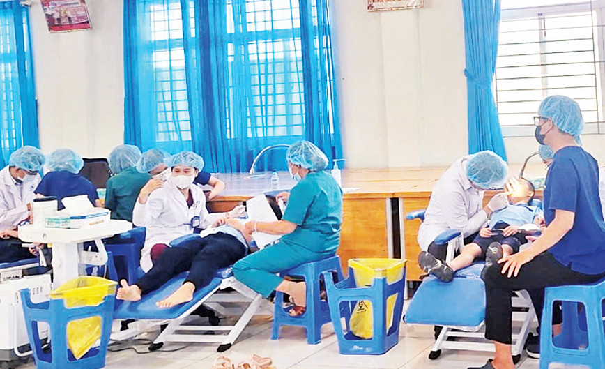 Khám, kiểm tra sức khỏe răng miệng, điều trị dự phòng cho học sinh. 