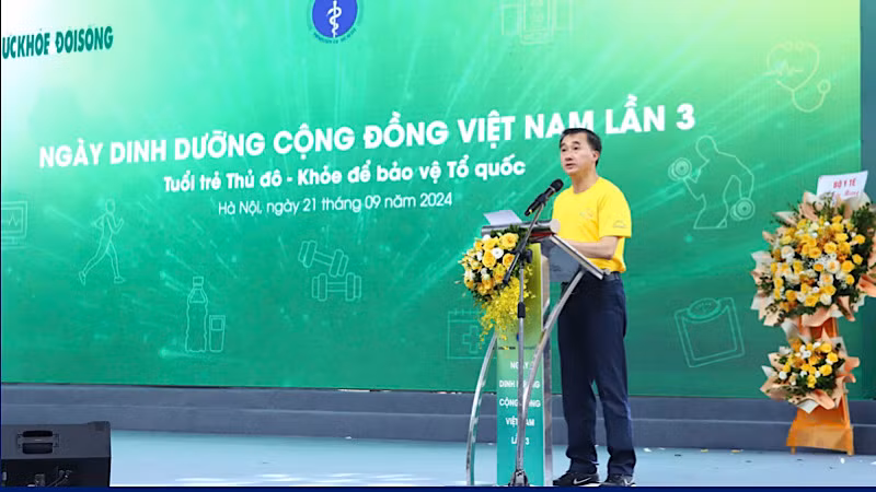 Thứ trưởng Y tế Trần Văn Thuấn phát biểu tại Ngày dinh dưỡng cộng đồng Việt Nam lần 3.