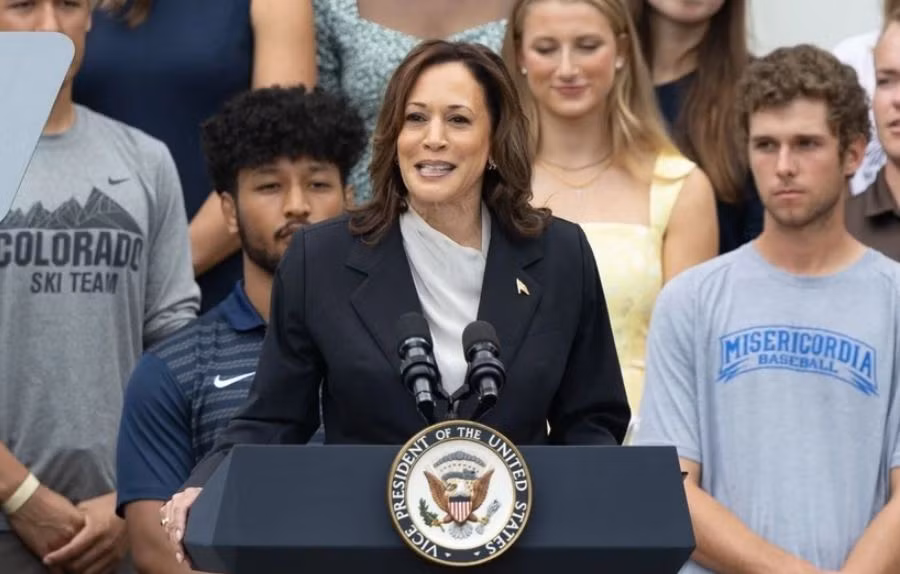 Phó Tổng thống Mỹ Kamala Harris phát biểu tại Washington, D.C. ngày 22/7/2024. (Ảnh: THX/TTXVN)