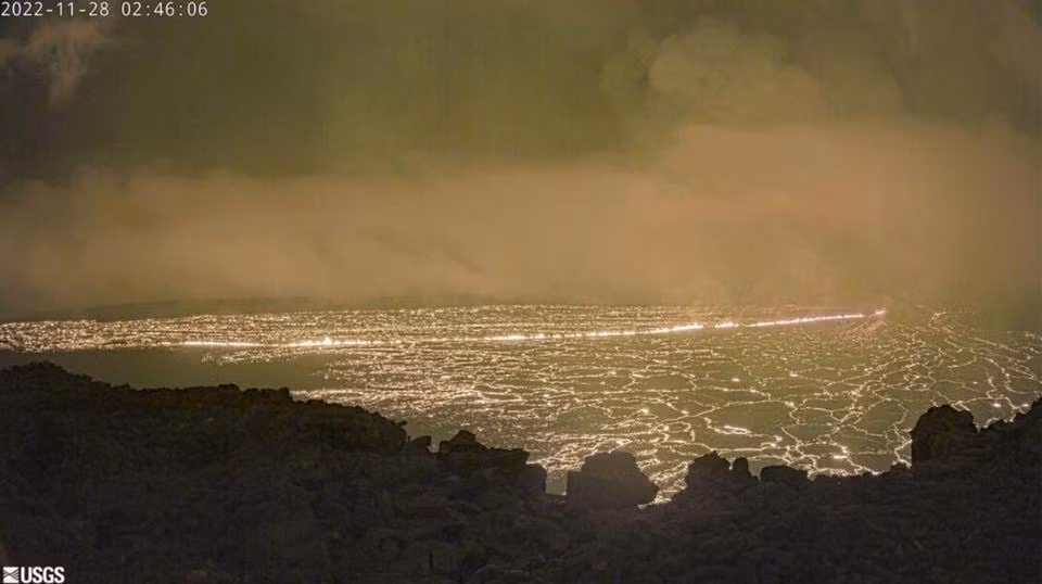 Hõm chảo của núi lửa Mauna Loa, ngày 28/11/2022. (Ảnh: USGS)