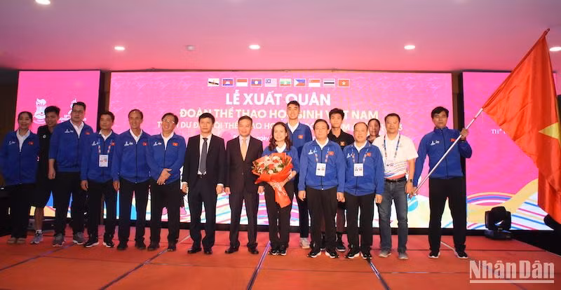 Đoàn Thể thao học sinh Việt Nam đặt mục tiêu đạt tốp 3 trong Đại hội Thể thao học sinh Đông Nam Á lần thứ 13 năm 2024. (Ảnh: ANH ĐÀO) Đoàn Thể thao học sinh Việt Nam đặt mục tiêu đạt tốp 3 trong Đại hội Thể thao học sinh Đông Nam Á lần thứ 13 năm 2024. (Ảnh: ANH ĐÀO)