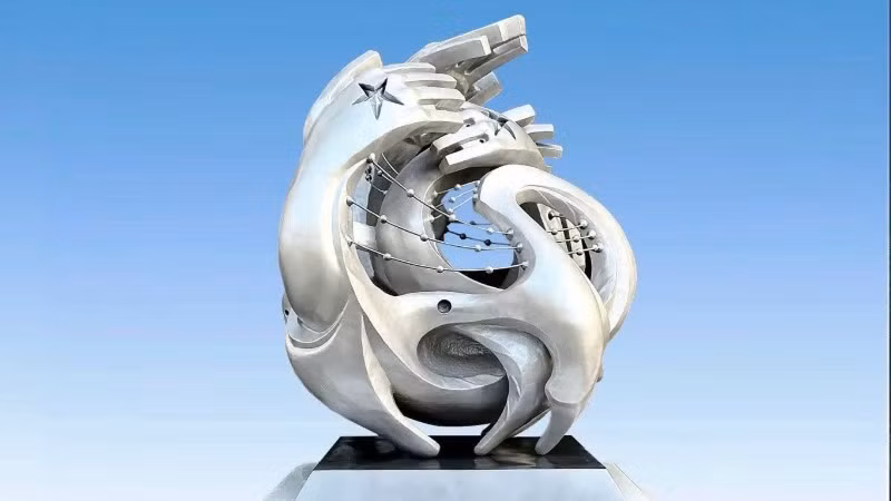 Tác phẩm điêu khắc "Kỷ nguyên vươn mình" của họa sĩ, nhà điêu khắc Đinh Gia Thắng. (Ảnh: ĐINH GIA THẮNG)