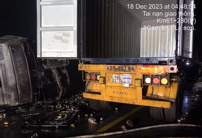 Hiện trường vụ tai nạn, ảnh Công an cung cấp.