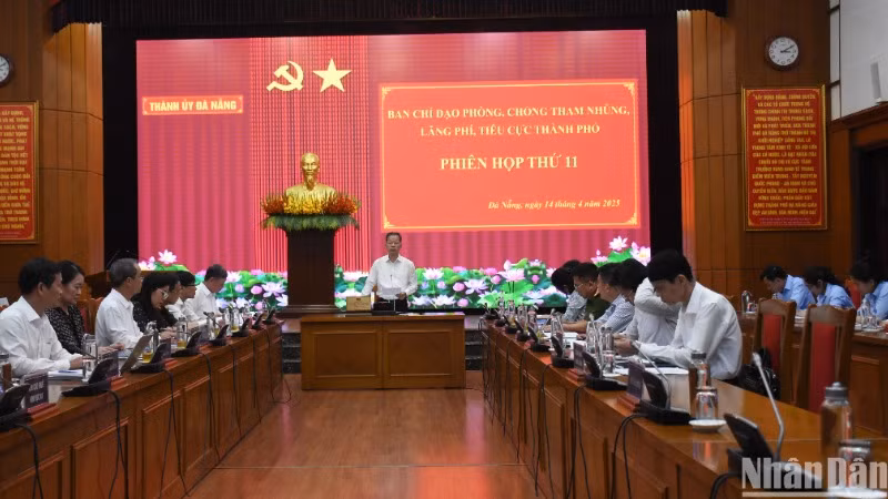 Ban Chỉ đạo Thành ủy Đà Nẵng về phòng, chống tham nhũng, lãng phí, tiêu cực tổ chức phiên họp thứ 11, chiều ngày 14/4. (Ảnh: ANH ĐÀO)